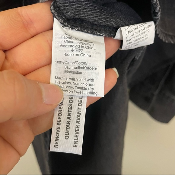 NWT Madewell Denim Popover Top Long Sleeve in Black Wash Size Small - Picture 12 of 14